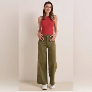 Jimmy Key Womens Casual Cotton Lyocell Wide Leg Pants Trouser Size L NWOT